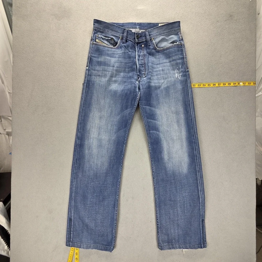 Diesel Jeans Mens 32x34 Blue Quratt Regular Straight Button Altered Hem 008BK